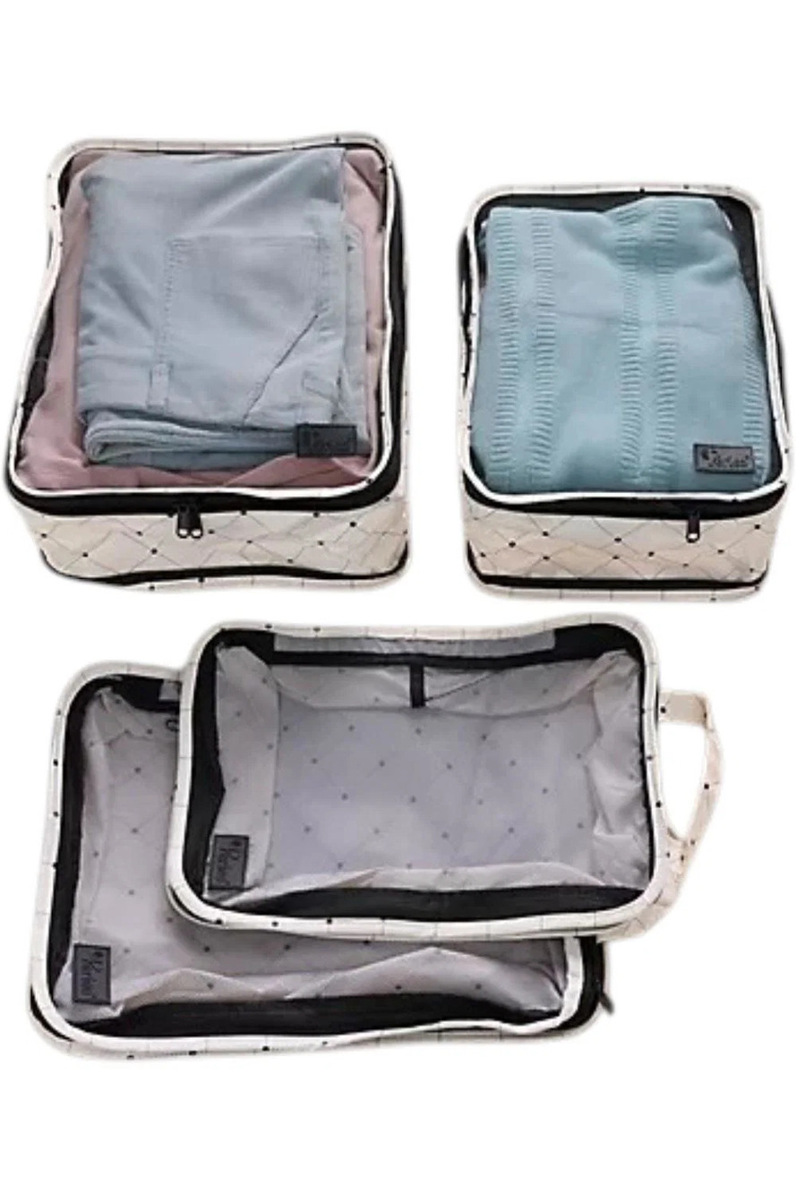 Periea 4-Pack Large and Medium Compression Bags Black Dots